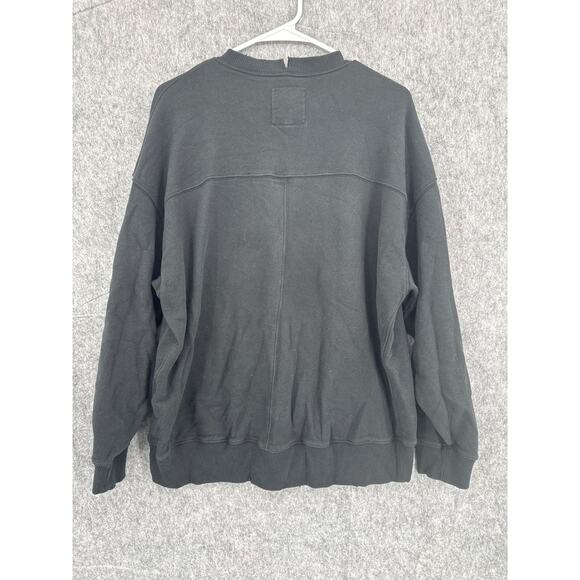 Aerie Cozy Black Crew Neck Vintage Distressed Sweater Oversized Women’s Small - Picture 5 of 7